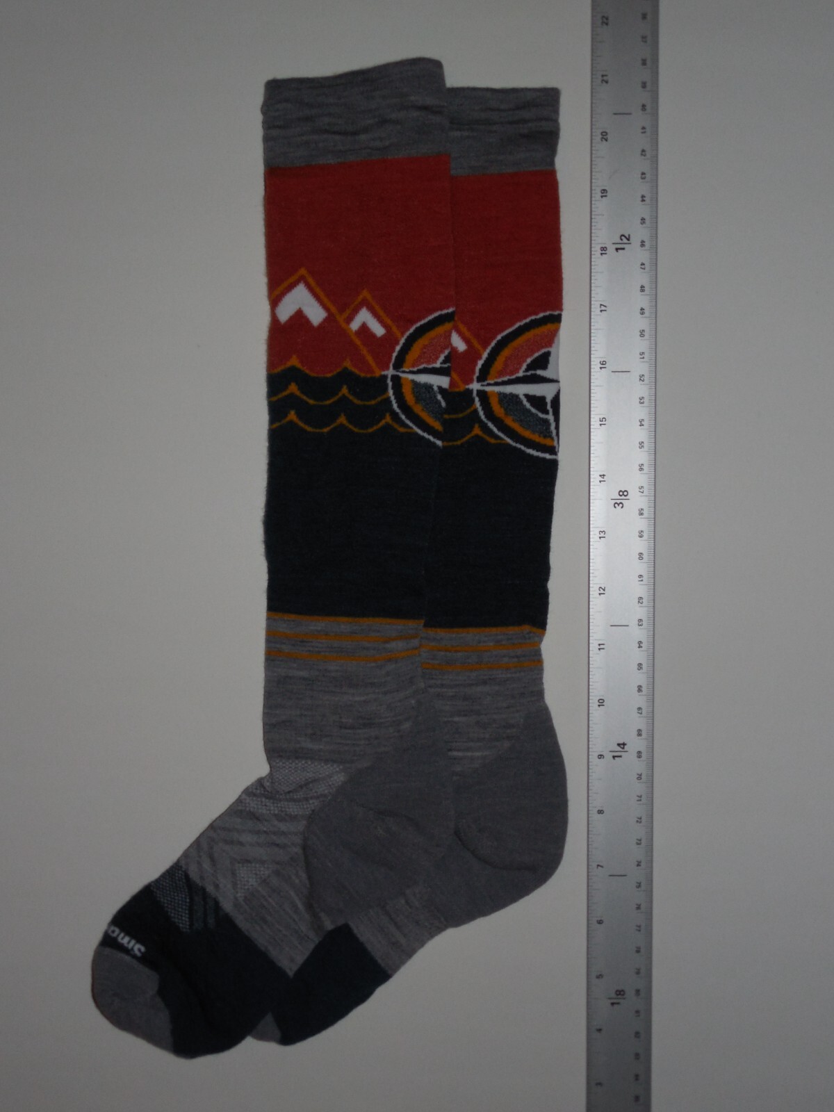 SMARTWOOL SKI Socks Men's Large 911.5 Knee High Gray Green Orange