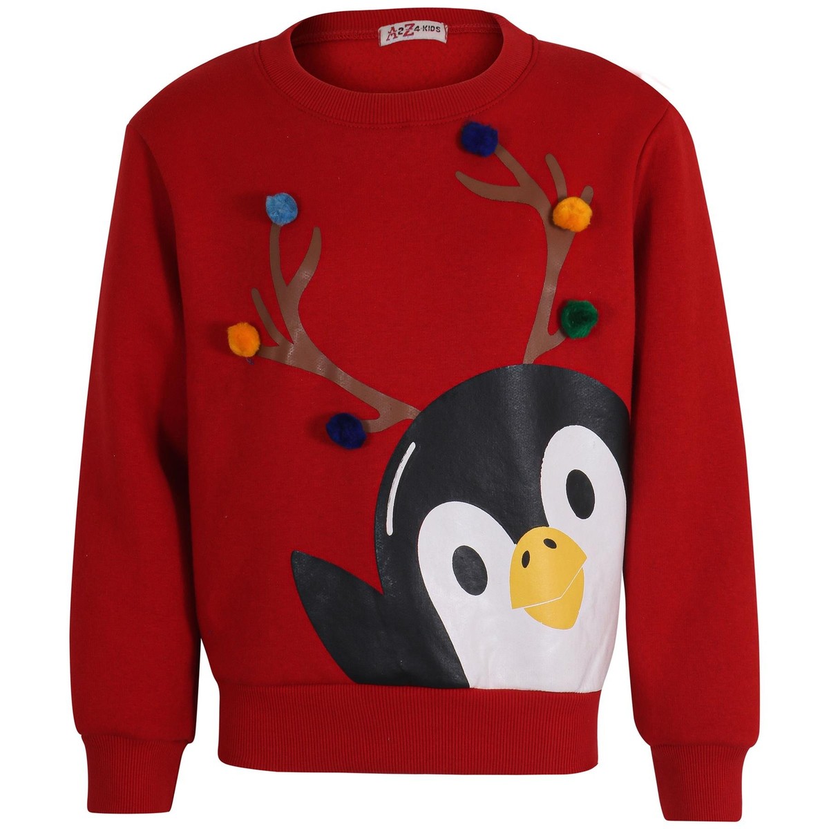Kids Girls Boys Christmas Penguin Face Sweatshirt Long Sleeves