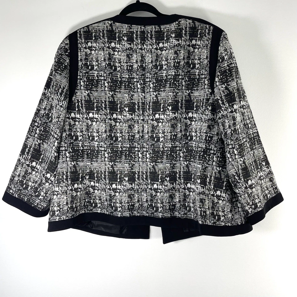 Chaqueta Kasper Mujer’s 20W Negra Gris Blazer Abierto Mangas Largas Brillante Foto 4 de 4