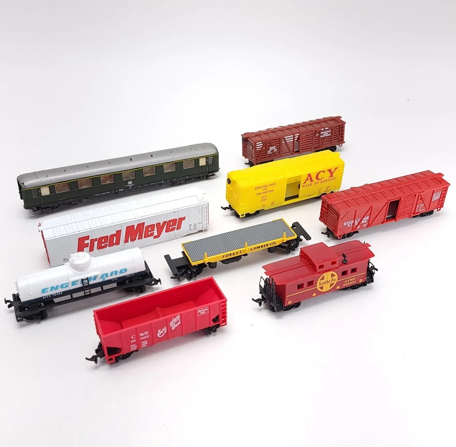 Model Train HO Lot Of 9 Life-Like Liliput Boxcar Santa Fe Passenger