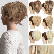Messy Bun Hair Piece Claw Clip on Bendable Ponytail Scrunchie Updo Chignon USA