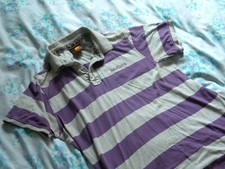 SoulCal & Co. Large 100% Cotton Polo Shirt Purple and Grey Stripes L