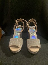 Womens special Occasion Sparkly High Heel Dress Shoe Sandal Open Toe Ankle Strap