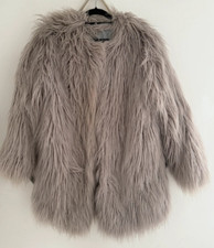Rare Story of Lola Mongolian Faux Fur Silver Grey Shaggy Groupie Coat S/M 8 10