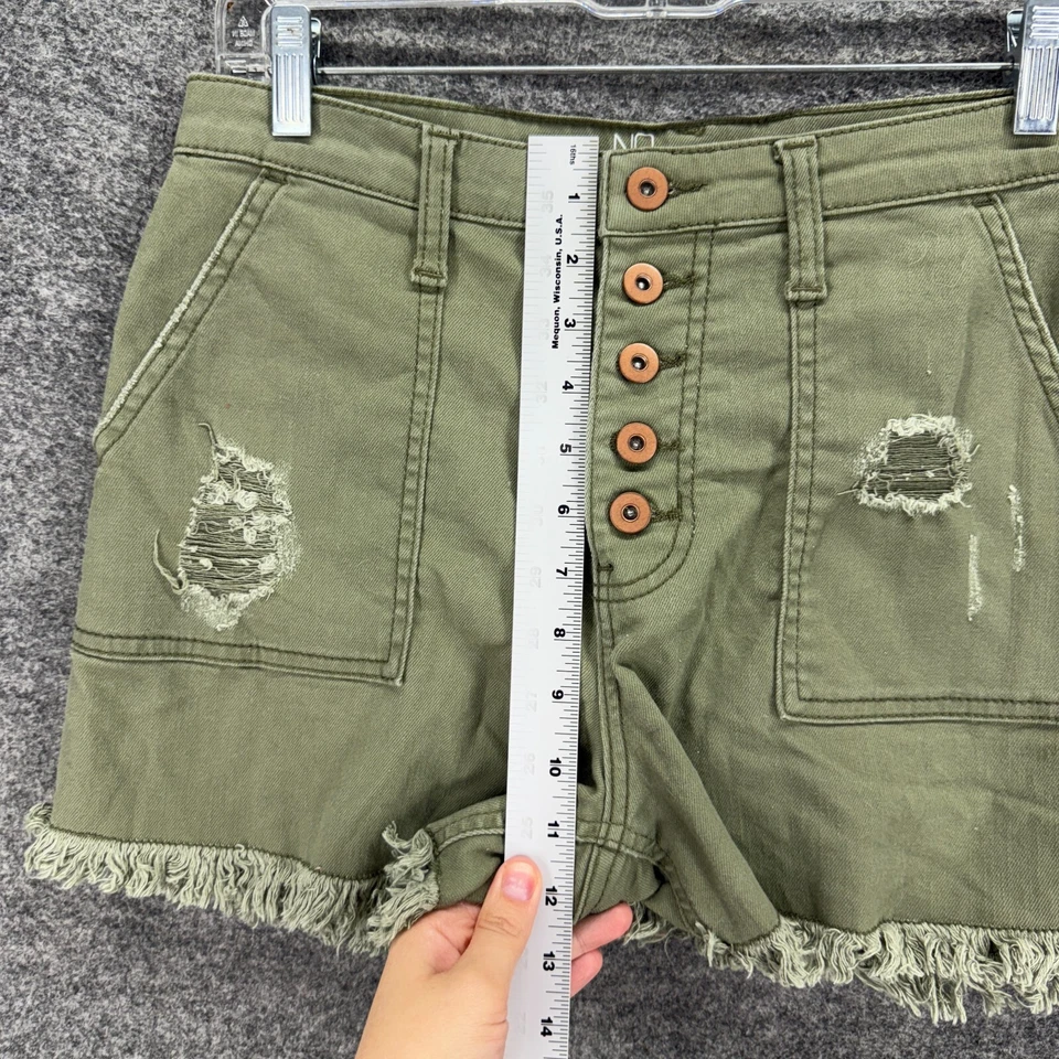 Pantalones Cortos NoBo Mujer 11 Verde Denim Medio Lavado Corte Tiro Alto Desgastados Foto 4 de 4