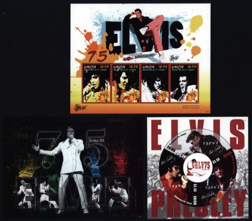 Union Island 2010 - Elvis Presley 75ème Anniversaire - N°485-88 + 489-91 + 492-95 - Photo 1/2