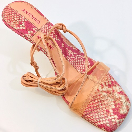 NEW Antonio Melani Sz 8 Lace Up Barden Sandal Citrus Peach - Picture 7 of 9