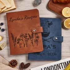2025 New Personalized Leather Recipe Book - Custom Engraved Cooking Journal Gift