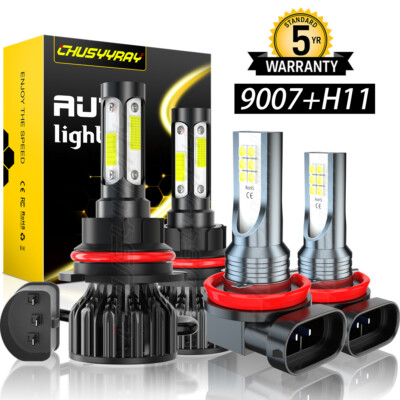 For Suzuki SX4 2007-2013 4x Combo 9007 + H11 LED Headlight Fog Light White Bulbs