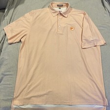 Peter Millar Summer Comfort - SEA ISLAND GOLF - Orange Checked Golf Polo -Large