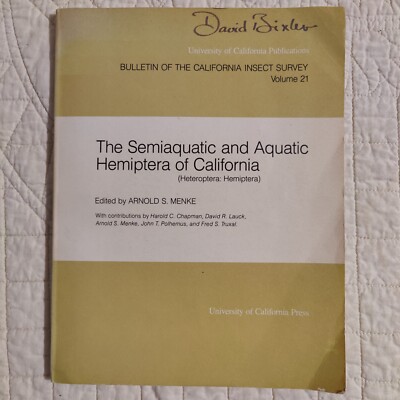 University of California Insect Survey Bulletin Volume 21 Arnold Menke Rare 1979
