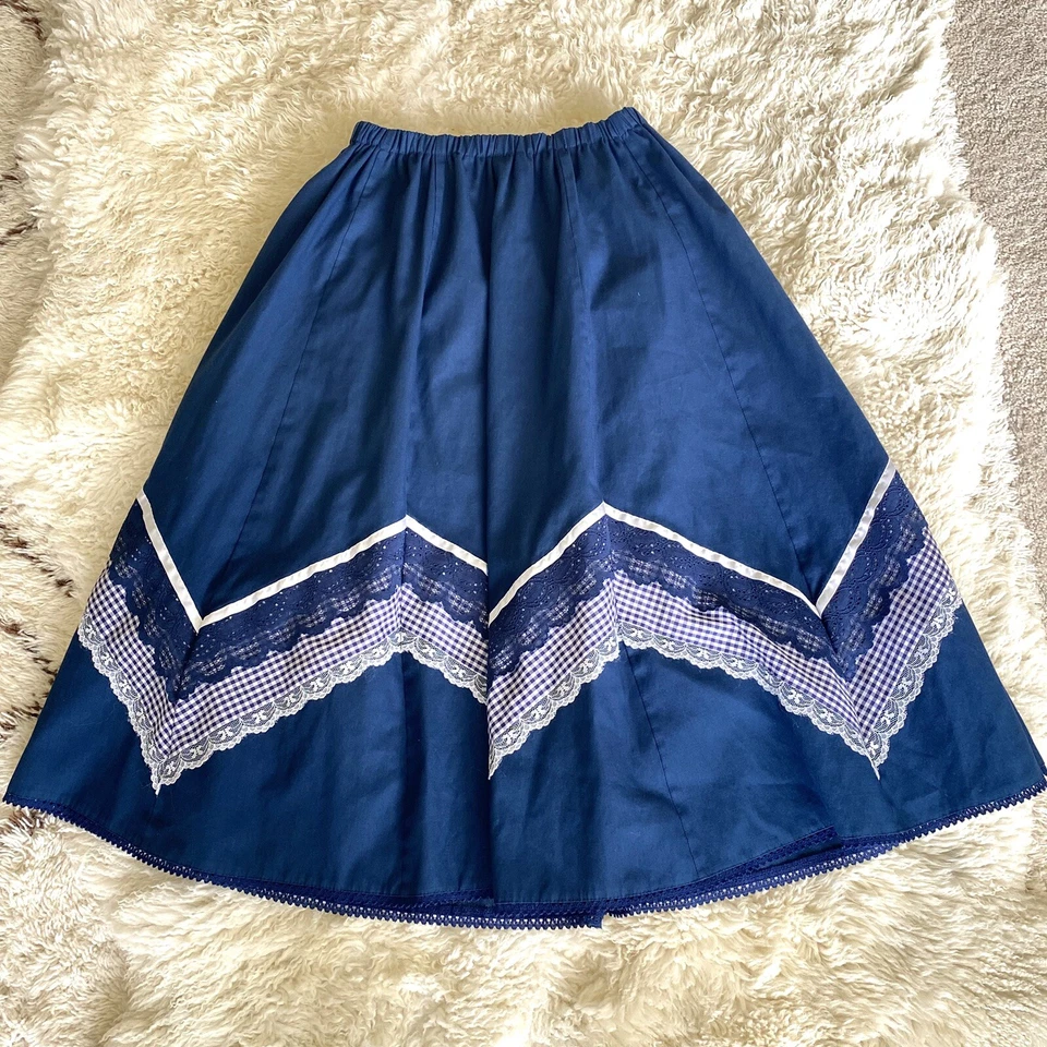 Винтажная 70-х беззаботная мода пэчворк юбка цветочный богемное хиппи прерии имбирь - Изображение 2 из 4