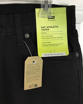 Levi's Flex 541 Jeans Men's 32x35 Athletic Taper Black Denim 181810422 New! $79