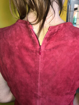 Robe En Cuir Daim Rouge Giorgio & Mario - Taille 38 (M) - Neuf Sans étiquette - Fabriqué En France