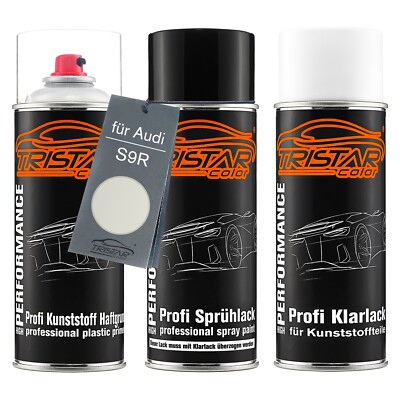 Autolack Spraydosen Set für Kunststoff für Audi S9R Blanc Glacier Metallic