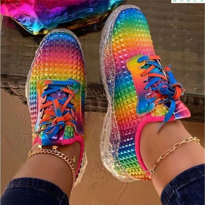 black trainers rainbow sole
