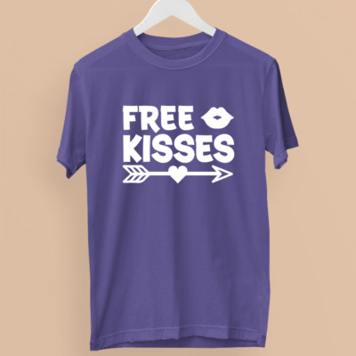 Free Kisses T-Shirt Frecher Lippen Paar Beste Freundschaft Lustig Witz Scherz