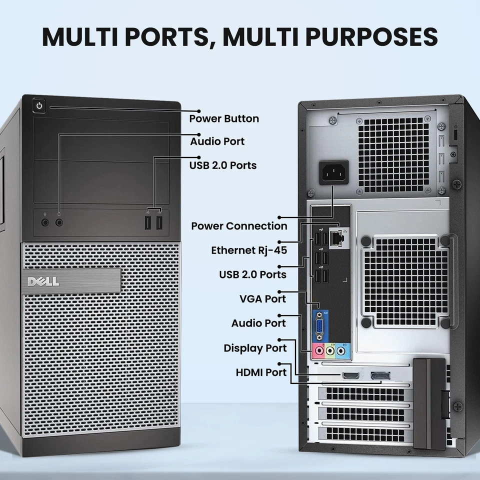 Dell Gaming Desktop PC Core i5 16GB 256GB SSD 1TB HDD WiFi NVIDIA GT 1030 Win 11 - Image 2 of 4