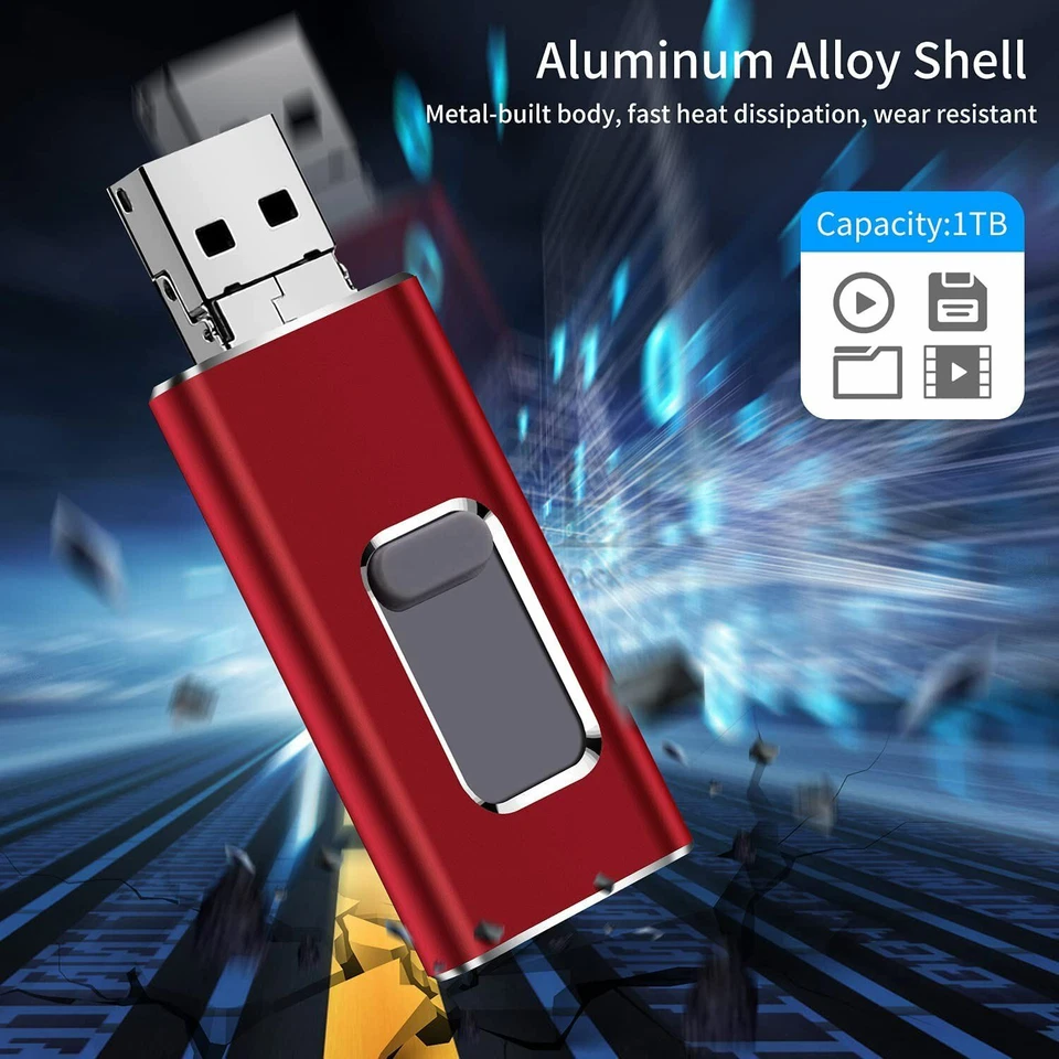 4 in1 USB 3.0 1TB USB Flash Drive External Storage Memory Stick for iPhone iPad - Image 3 of 4