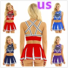 EE. UU. Sexy Para mujeres Escuela Niñas Uniforme de Animadora Conjunto Elegante Mini Vestido Disfraz