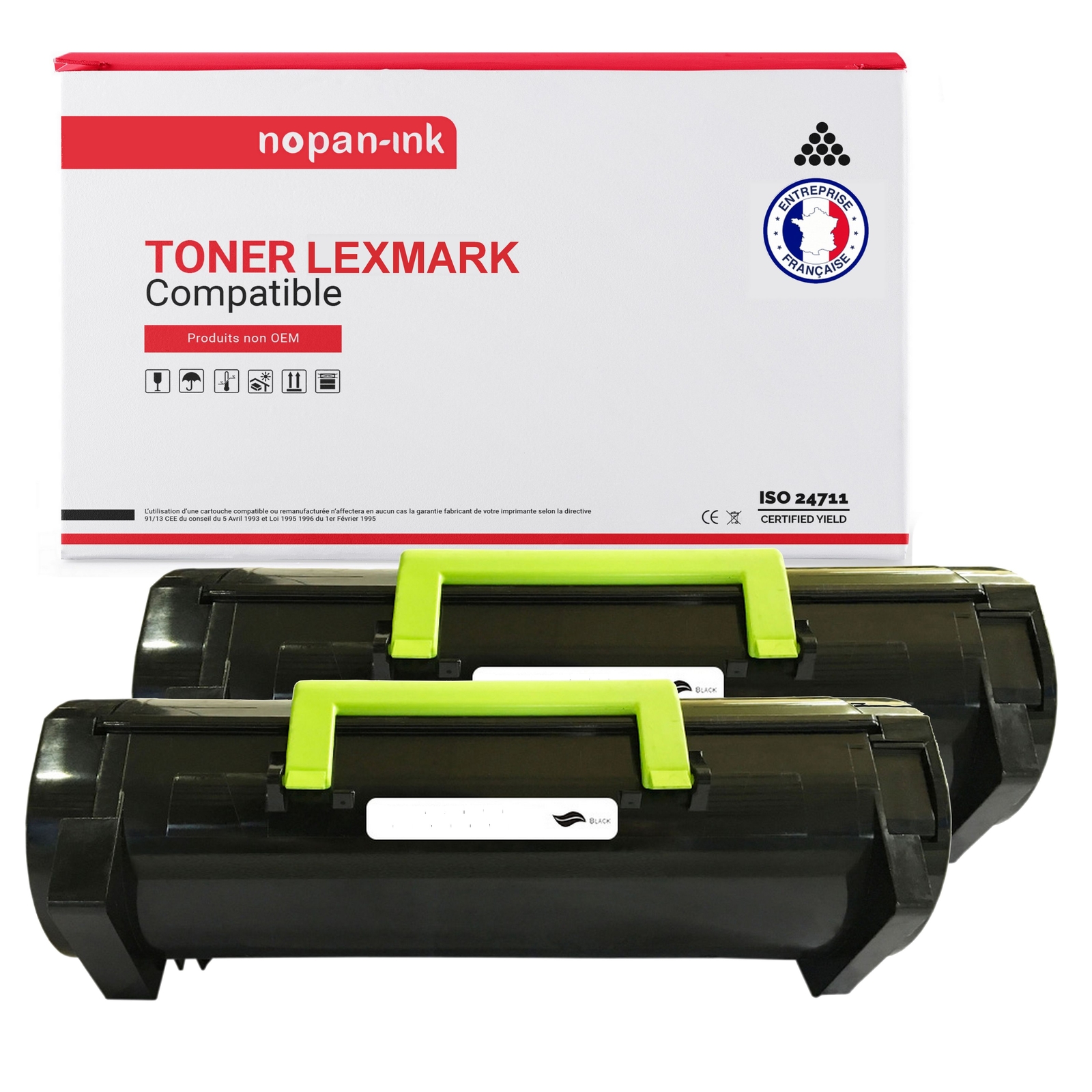 Cartouche toner Lexmark 60F2X00 noir compatible double pack laser