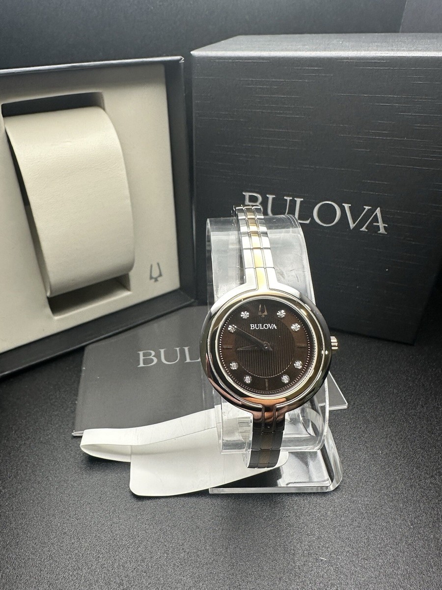 Bulova Rhapsody Quartz Diamond Brown Dial 2Tone Women display picture 1