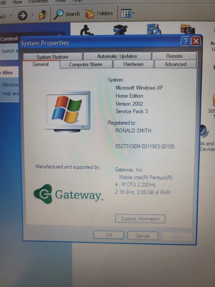 Portátil Gateway M305CRV 15", Pentium 4 M 2,20 GHz, 1 GB de RAM, Windows XP Foto 4 de 4