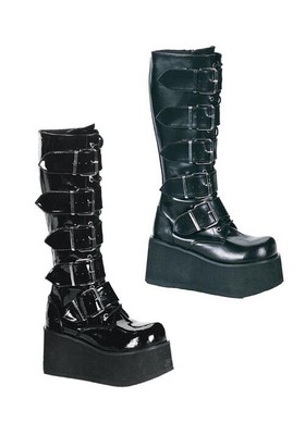 Pleaser Demonia TRASHVILLE-518 Men's 3 1/4 Inch Platform 5 Buckle Knee Boot