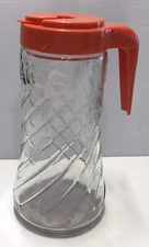 Vintage TANG Glass Juice Pitcher Orange Lid Criss-Cross Anchor Hocking TV Prop