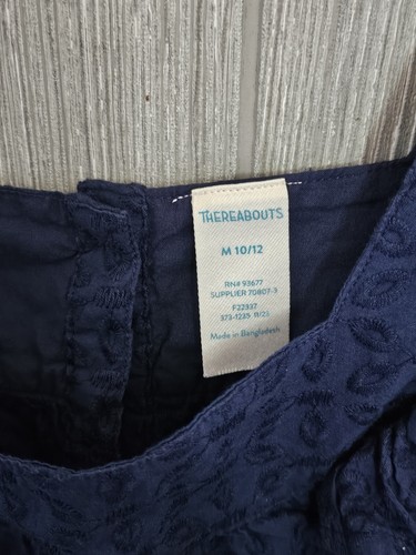 Thereabouts Little & Big Girls Square Neck Short Sleeve Blouse, Navy, M 10-12 - Afbeelding 4 van 6