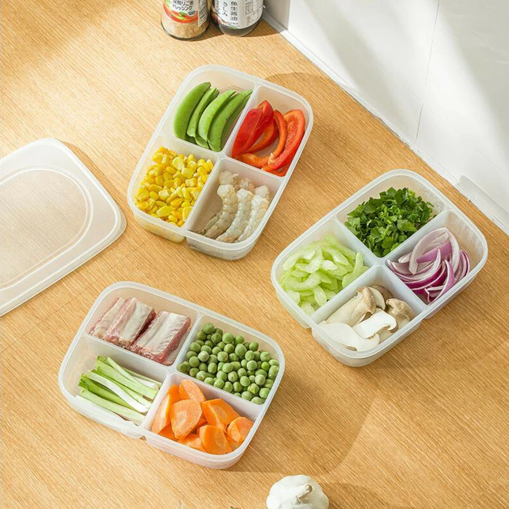 Reusable 4-Compartment Bento Snack Box for Travel & Lunch