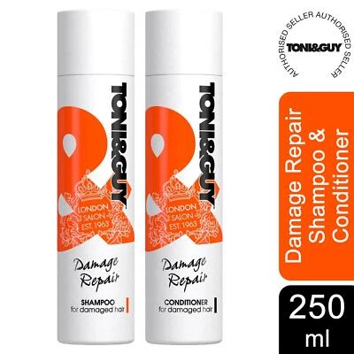 Toni&Guy Damage Repair Bundle of Shampoo or Conditioner for Damaged Hair, 250ml