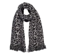 ECHO NEW YORK leopard animal print oversized women's scarf wrap - GRAY~
