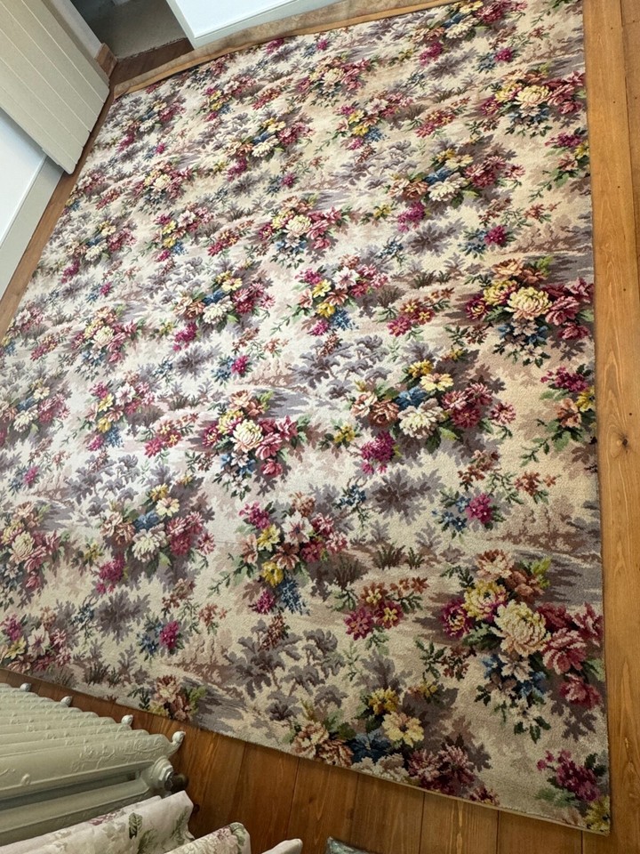 Large Vintage Axminster Floral Carpet Rug eBay