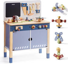 Wooden Toy Workbench, Large Kid'S Wooden Play Tool, Pretend Play Creative Buildi