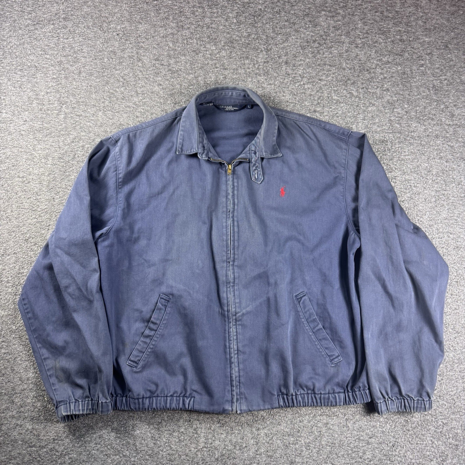 Vintage Ralph Lauren Navy Swing Top Jacket Mens Large Faded USA Made Sportswear