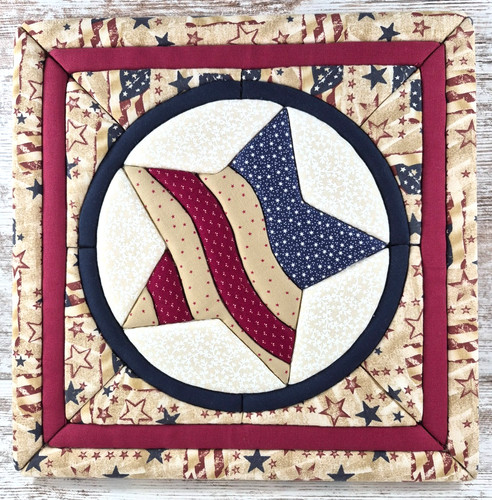 Patriotic Themed Star and Stripes Framed Quilted Puffed 3D Canvas Art