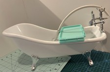 My Life As Clawfoot Bathtub for 18" Doll White With Blue Tray/Mirror Pretty