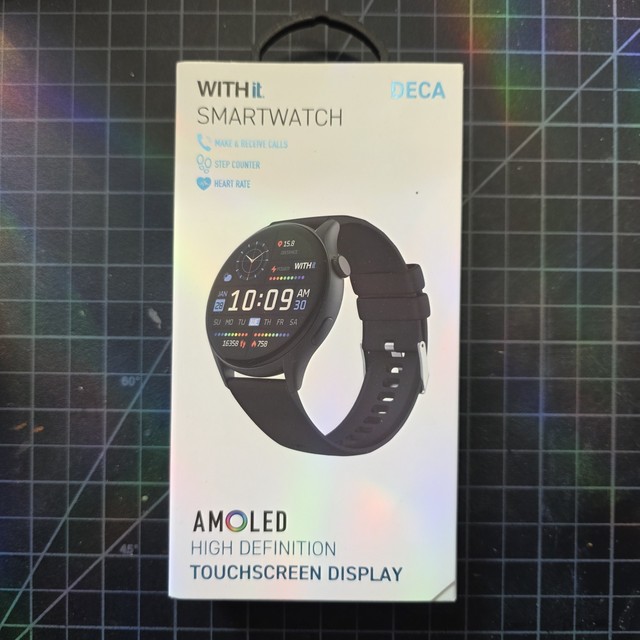 NEW - Withit Smartwatch Black Touchscreen Display - Amoled DECA