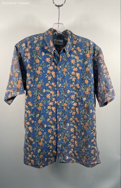 Vintage 90s Reyn Spooner Pineapple Floral Aloha Hawaiian Shirt Korea Sz M