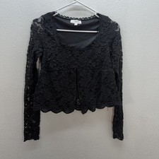 La Peche Sz S Lace Floral Babydoll Top Whimsigoth Fairy Black Y2K Goth Sheer