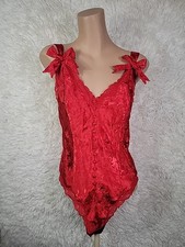 Vtg Victoria's Secret Gold Label Teddy Red Size M Satin French Cut Lingerie RARE