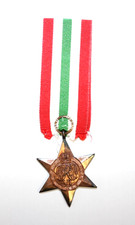 1939 to 45 World War II Full Sized, Original Italy Star With Ribbon