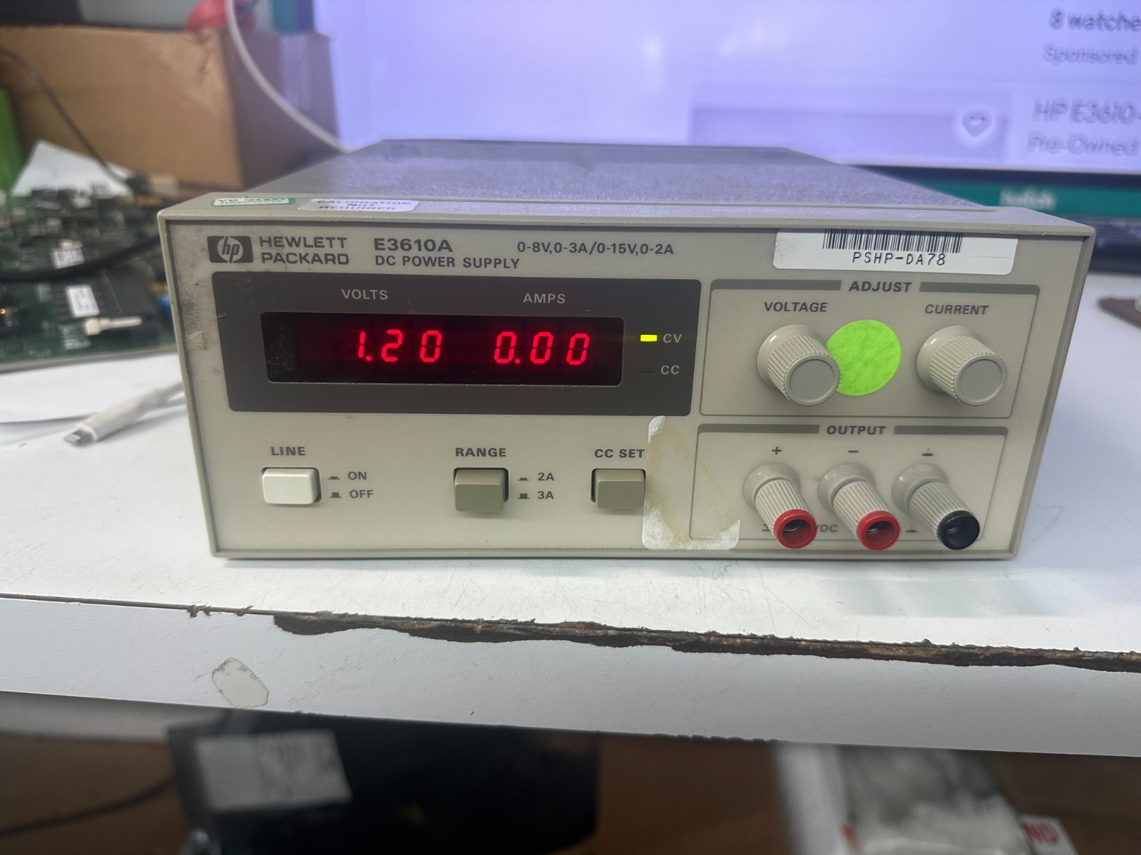 HP E3610A 0-8V,0-3A ; 0-15V,0-2A DC Power Supply *FOR PARTS*
