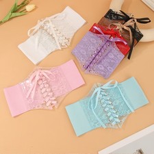 Women Waist Corset Elastic Waistband Wide Lace Slimming Body Belts For Dress