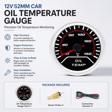 Brand New 12v Universal 52mm Car Oil Temperature Gauge Kit With Sensor Harness Brand New 12v Universal 52mm Car Oil Temperature Gauge Kit With Sensor Harness