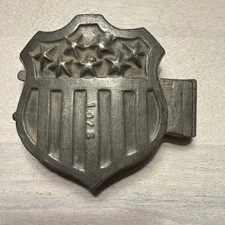 antique pewter ice cream mold American shield stars and stripes number #1076