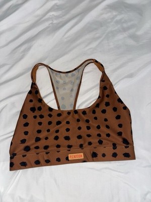 P.E Nation Active Sports Bra Women s L/G Cheetah Spot Print Racer Back