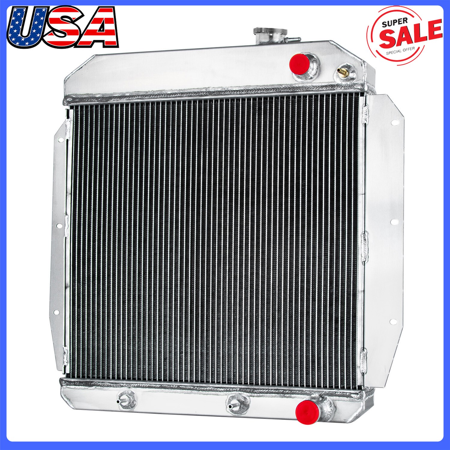 3 Row Aluminum Radiator For 1955-59,1956,1958 Chevy Pickup Truck 3.8L-5.3L V8.