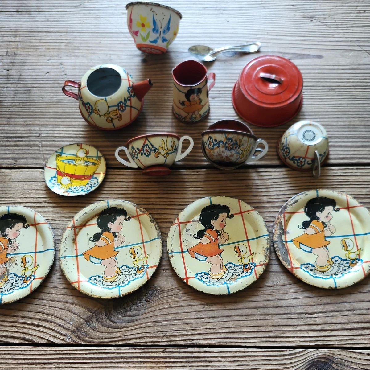 Tin Tea Set In Vintage & Antique Tea Sets for sale | eBay
